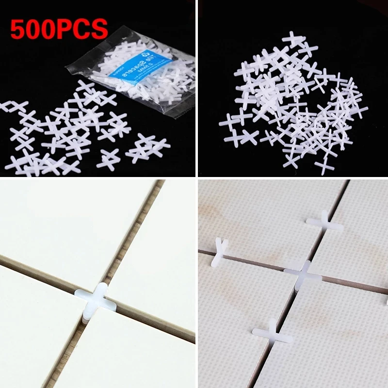 500pcs Tile Spacer Cross 1/1.5/2/2.5/3/4/5mm Plastic Tiling Ceramic Tilers Plumbers Clips Leveling System Locator Gap Tool