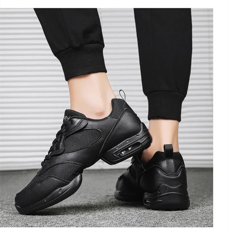 Dance Shoes Men Woman Modern Soft Outsole Jazz Sneakers Aerobics Breathable Lightweight Male Dancing Fitness Sport Black