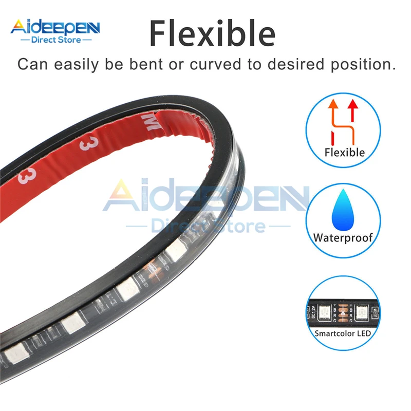 Tira de luces LED para Interior de coche, tira de luces RGB de atmósfera, inalámbrica, Control remoto IR, impermeable, SMD 5050, 48 LED
