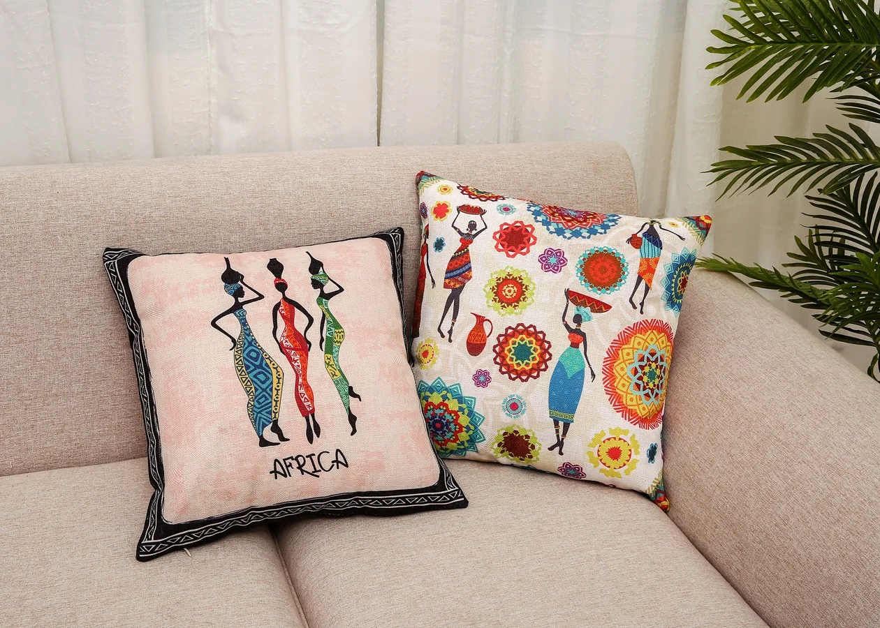 new home decoration African characters coreless sofa pillowcase cushion 45cm (coreless)