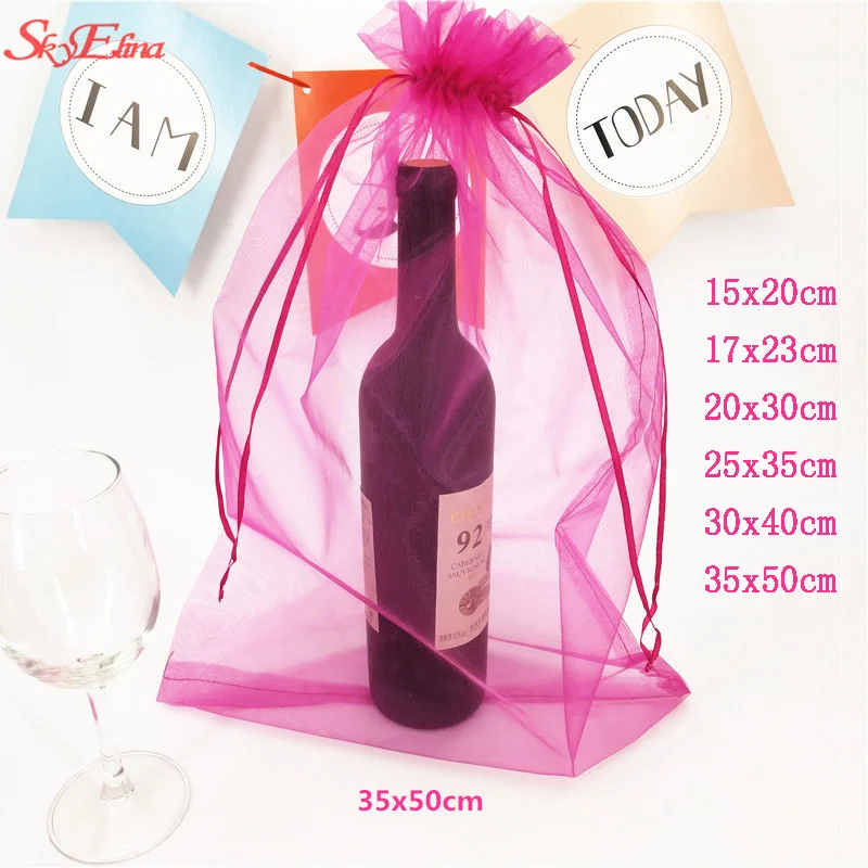 10Pcs/ lot large Organza bags 15x20 17x23 20x30 25x35cm High Quality Jewelry Bag with Wedding Gift Drawable Bags 7Z