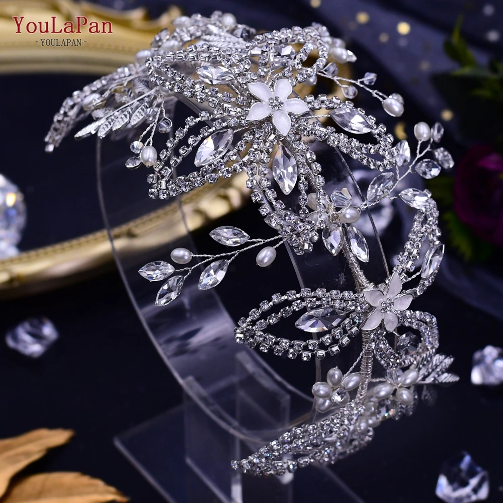 Youlapan HP305 Steentjes Bridal Hoofddeksels Elegante Bruids Hoofdband Voor Vrouwen Tiara Bloem Wedding Crown Crystal Haar Sieraden