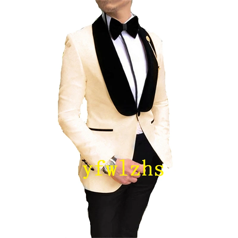 

Handsome Embossing Groomsmen Shawl Lapel Groom Tuxedos Men Suits Wedding/Prom Best Blazer ( Jacket+Pants+Tie) B415