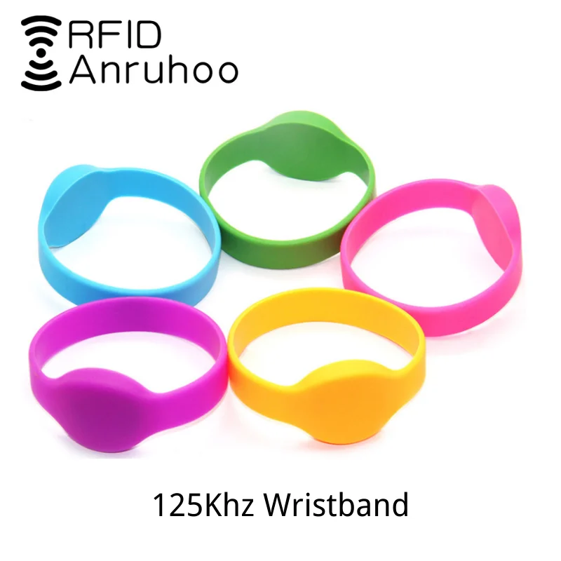 5PCS RFID Wristband EM/TK4100 Smart Chip Access Control Tag 125Khz Read-Only Time Attendance ID Card Bracelet Keychain