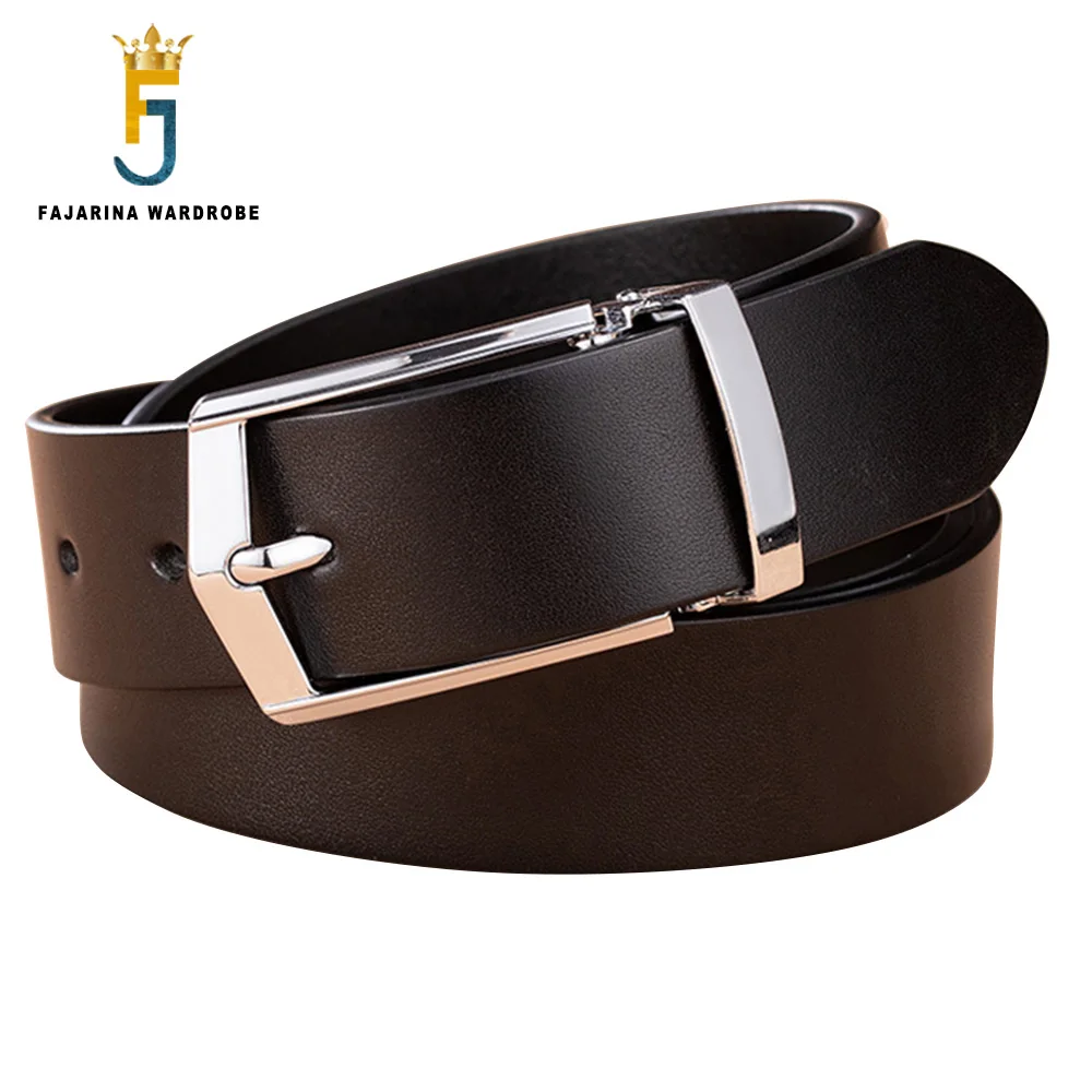 FAJARINA Mens 100% Pure Cowhide Jeans Belt Men's Solid Zinc Alloy Metal Leather Belts 33mm Wide Thickening Accessories N17FJ1162