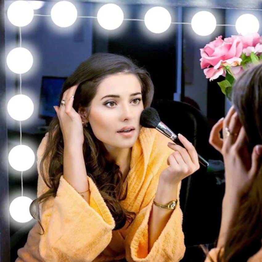 LED Mirror Lights Kit with 2/6/10/14 Dimmable Light Bulbs for Makeup Dressing Table and USB Power Supply, Lighting Fixture Strip