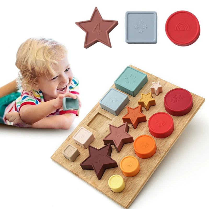 Let's Make Silicone Baby Toys Montessori Soft Building Blocks Silicone Stacking Blocks Children's Toy Puzzles Educational Gift