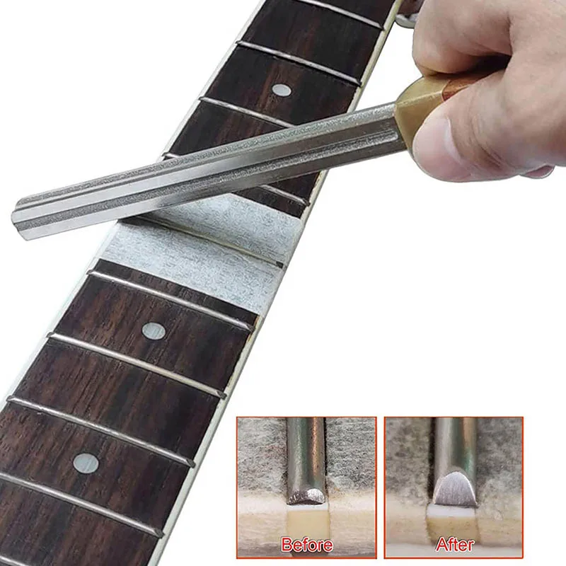 

Guitar Fret Crowning File with Neck Protective Sheet Practical Fret Edge File for Electric Guitar Ukulele Bass In Stock