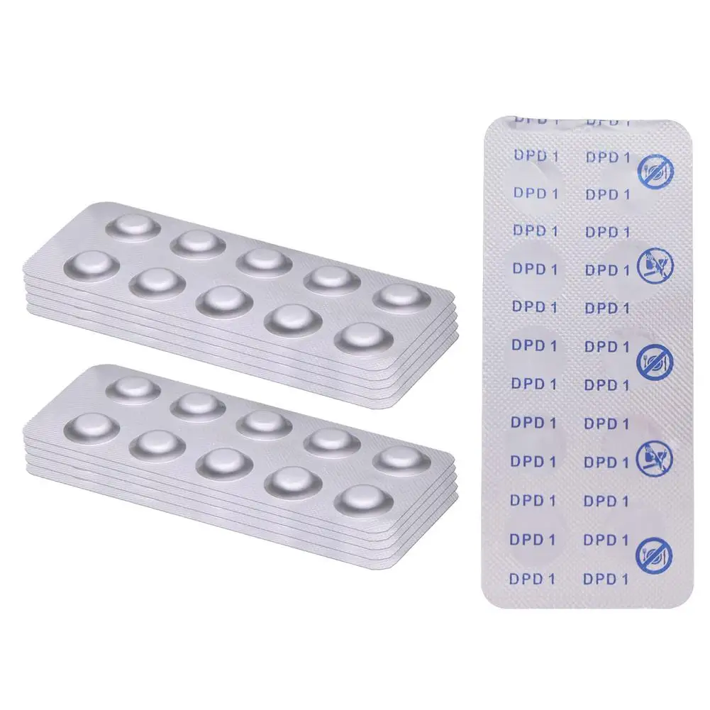 

100PCS Pool Tester Kit For PH Value Water Quality Test Tablets PH Value Phenol Red Test Tablets Chlorine Swimming Pool Water Car