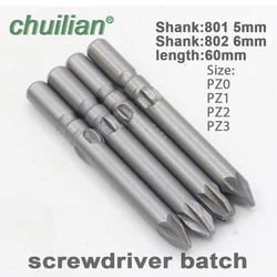 1Pcs 801 802 Round Shank Magnetic Pozidriv Screwdriver Bit Set Game Repair Tools PZ0 PZ1 PZ2 PZ3