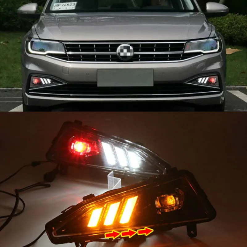 For Volkswagen Bora 2019 12V Day Lights LED DRL LED Daytime Running Light replace Fog Lamp Cover