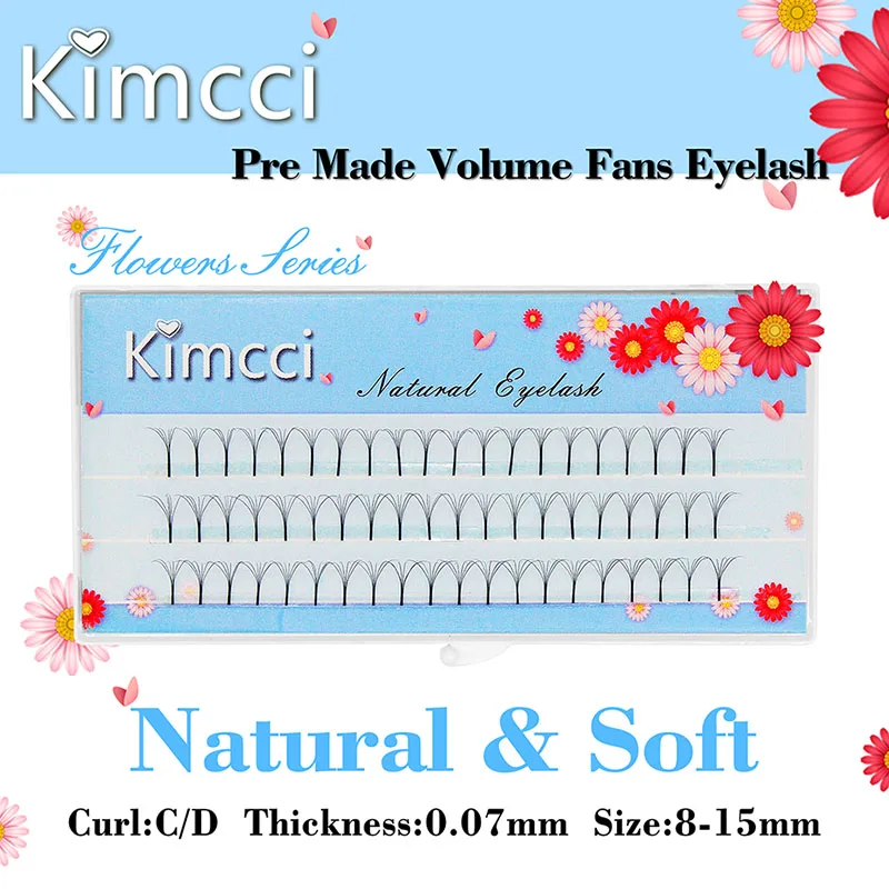 Kimcci Lashes 60 Bundles Premade Volume Fans 3d/4d/5d/6d Lash Russian Volume Eyelash Extension Pre made Lash Extension Faux Mink