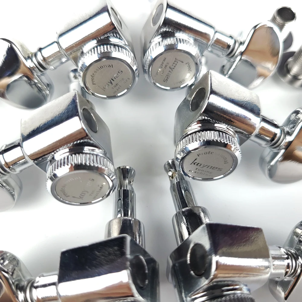 1 Set Kaynes 3R3L Locking Electric Guitar Machine Heads Tuners For LP SG Lock String Tuning Pegs Chrome Silver