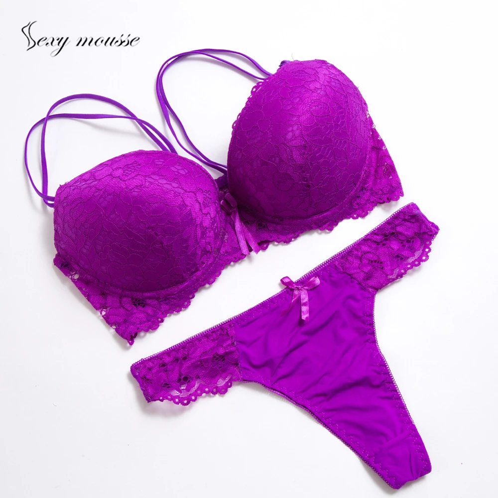 Sexy mousse Neon Green Lid Set of Underwear Warm Arm Cotton Women Bra and Thong Set Women Lace Big Size Push Up Bra Panties