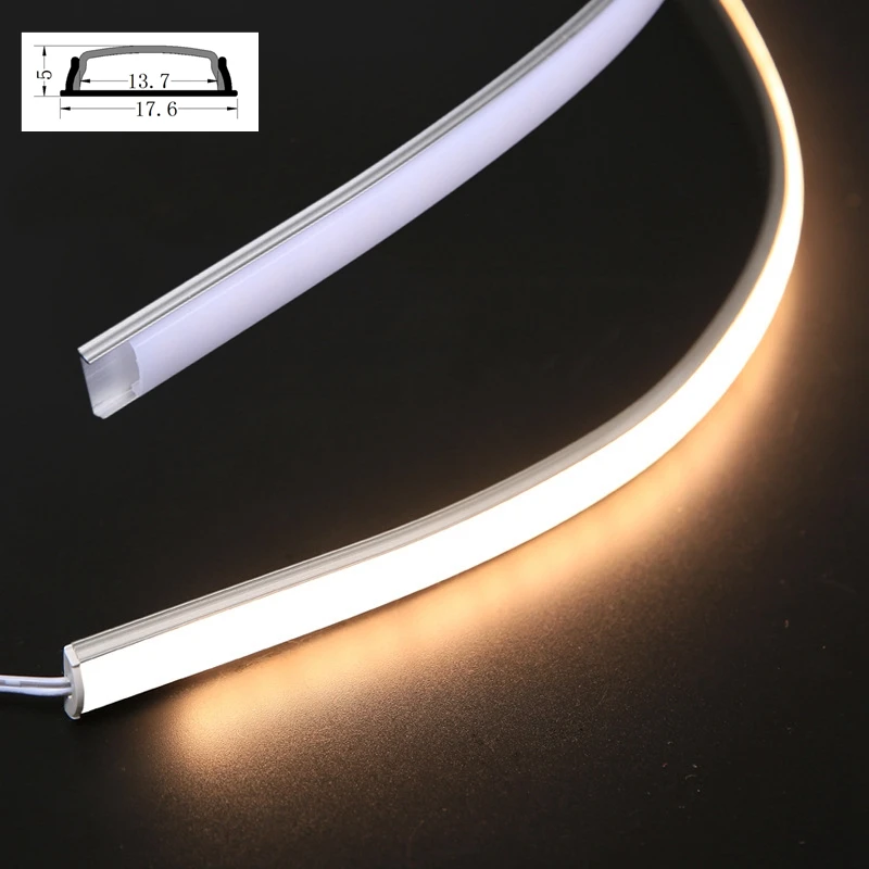 Perfiles de aluminio flexibles, tira de luces LED, ultrafina, tipo U, plana, Flexible, 0,5, 5050, cubierta lechosa, 17x5mm, 2-30 unidades, 5630 m/1m