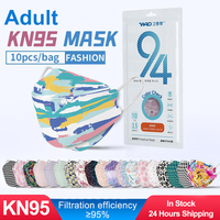 10pcs/bag KN95 Mask Korean Printed Face Mouth Mask 4 Layers Repeatable Woman Fabric Respirator Protective Non Stick Lipsti Mask