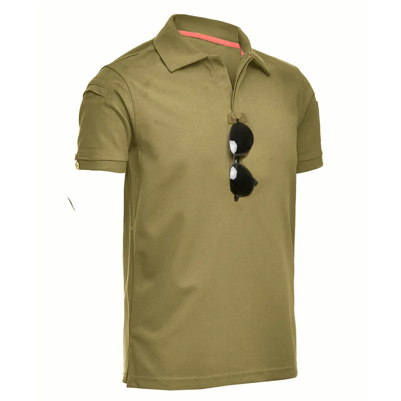 Summer Military T Shirt Outdoor Sports Quick Dry Short Sleeve Shirt Tactical Lapel Shirts Hiking Training Tee Men Casual Tops