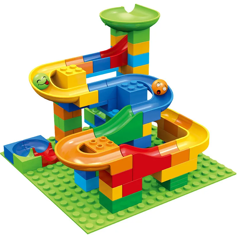 504-84pcs Marble Race Run Blocks Small Size Maze Ball Track Building Blocks Plastic Funnel Slide Assemble DIY Bricks for Kids