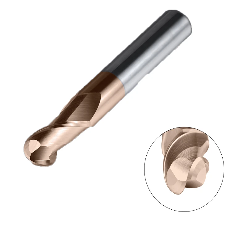 OYYU HRC55 2 Flute Solid Carbide Ball Nose End Mills Tungsten Steel CNC Cutting Milling Cutter Alloy Round Head Router Bit R0.5