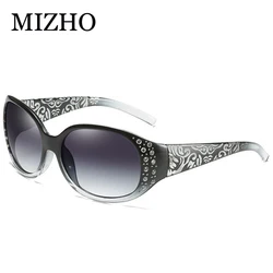 MIZHO 여성용 플라스틱 폴라로이드 UV400 선글라스, 럭셔리 브랜드 섹시 크리스탈 트렌디 숙녀 레트로 고글, 편광 운전 타원형