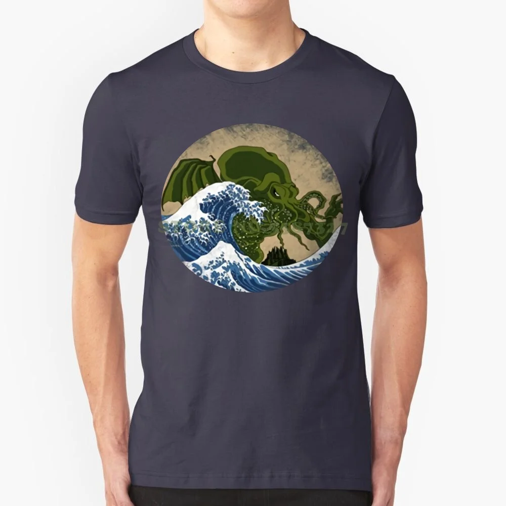 Design T Shirts Casual Cool Hokusai Cthulhu Ukiyo-E The Great Wave Off Kanagawa Custom T Shirt Sex Si Tee