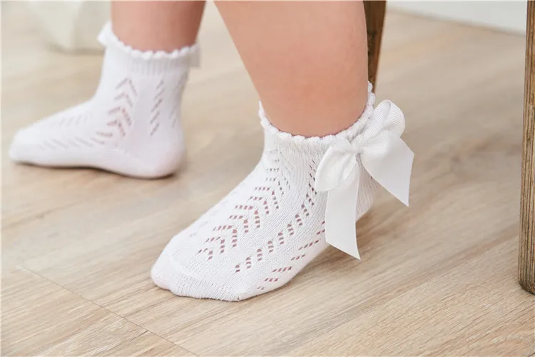 Lawadka Sommer Mesh Neugeborene Baby Mädchen Socken Mode Schleife Dünne Kindersocken für Mädchen Säugling Prinzessin Weiß Rot Schwarz 0-5 Jahre – Detail 6