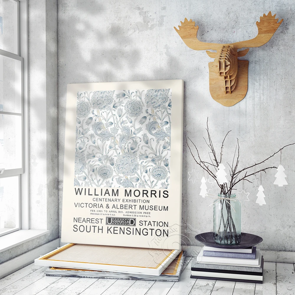 William Morris Vintage Art Wall Picture Flower Pattern, William Centenary Exhibition Art Prints, Morris Home Decor Wall Stickers