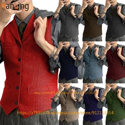 Men's Herringbone Vest Tweed Vintage Wool Steampunk Waistcoat