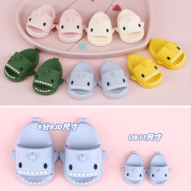 Doll Shoes Cute Shark Slippers for OB11, 1/6BJD Shoes, Molly, 1/12BJD, GSC, OB22, YMY 、30cm SD Doll Shoes Accessories