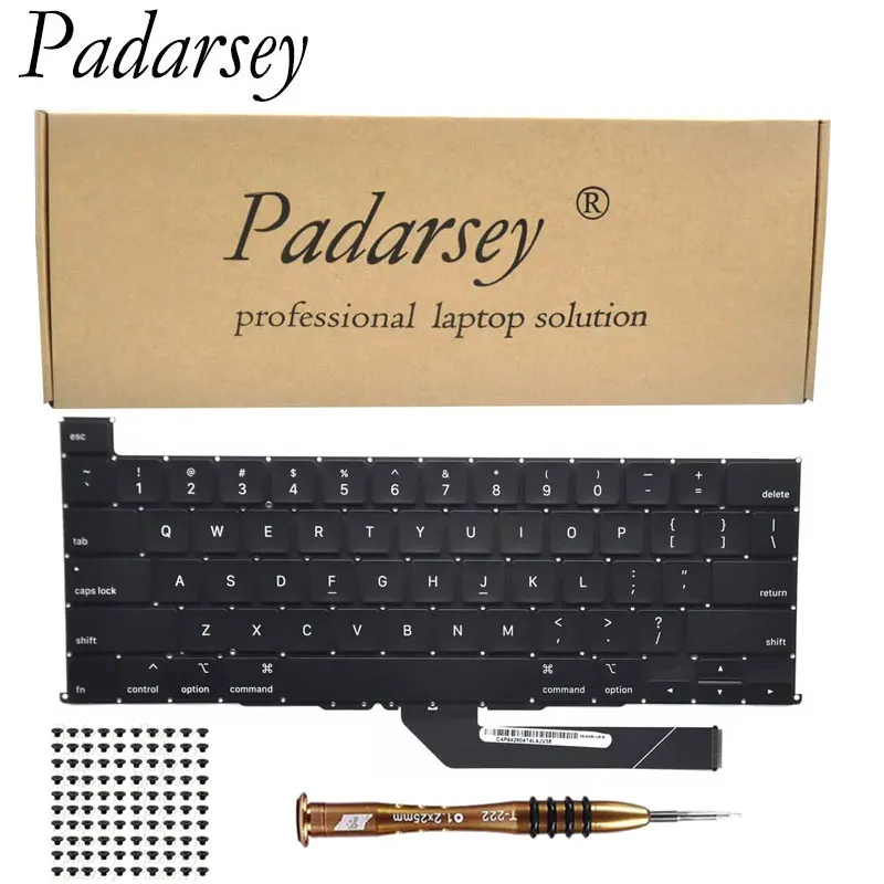 Padarsey Replacement Keyboard Compatible For MacBook Pro 16 inch with Touch Bar A2141 Released 2019 US Layout+Screws+Screwdriver