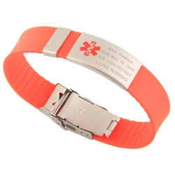 Medical Sign SOS ID Safety Bracelet Child Kids Anti Lost Wristband Children Wrist band Personalize Engraved Silicone Armband