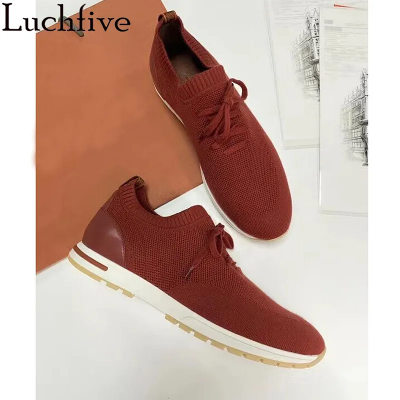 Men lace-up Flat Shoes Casual Shoes Simple comfortable leisure Sneakers Knitted Elastic slip-on Run Shoes 2021 Hot Brand Shoes