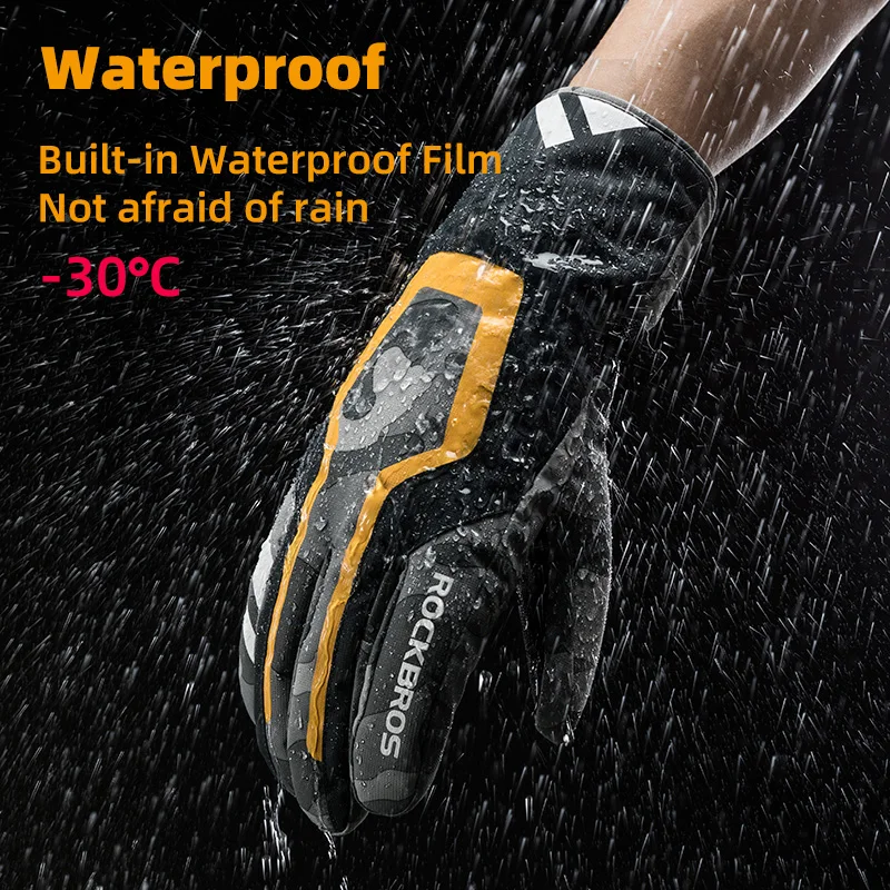 ROCKBROS Winter Ski Gloves waterproof Bicycle gloves Outdoor Sports Motobicycle Cycling Ski Gloves Thermal gloves Snow Gloves