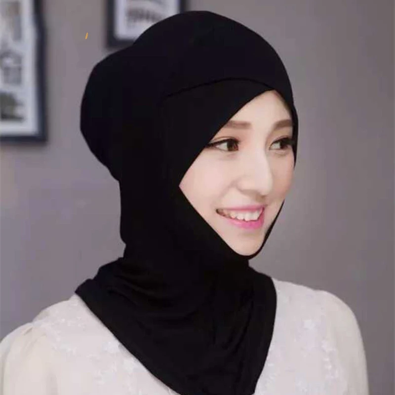 2022 Muslim stretch Turban cap Full Cover Inner Hijab Caps Islamic Underscarf Bonnet Solid Modal Under Scarf caps turbante mujer