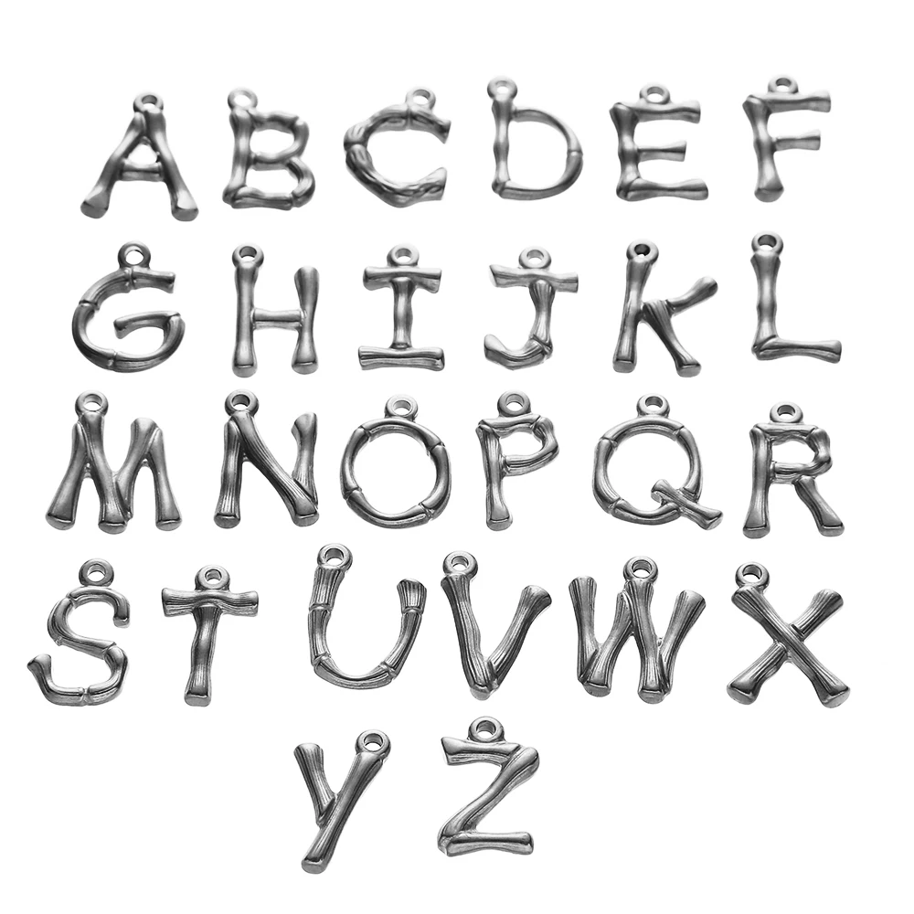 Branches Design Stainless Steel 26 Alphabet Initial Letters Charms Pendants For Jewelry Making Handmade Accessories