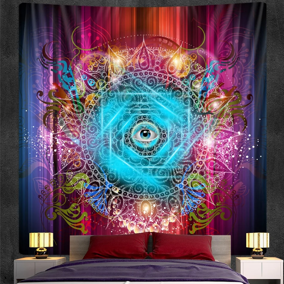 Indian Mandala Tapestry Psychedelic Scene Home Decor Tapestry Bohemian Decor Hippie Yoga Mat Large Size Sheet Sofa Blanket