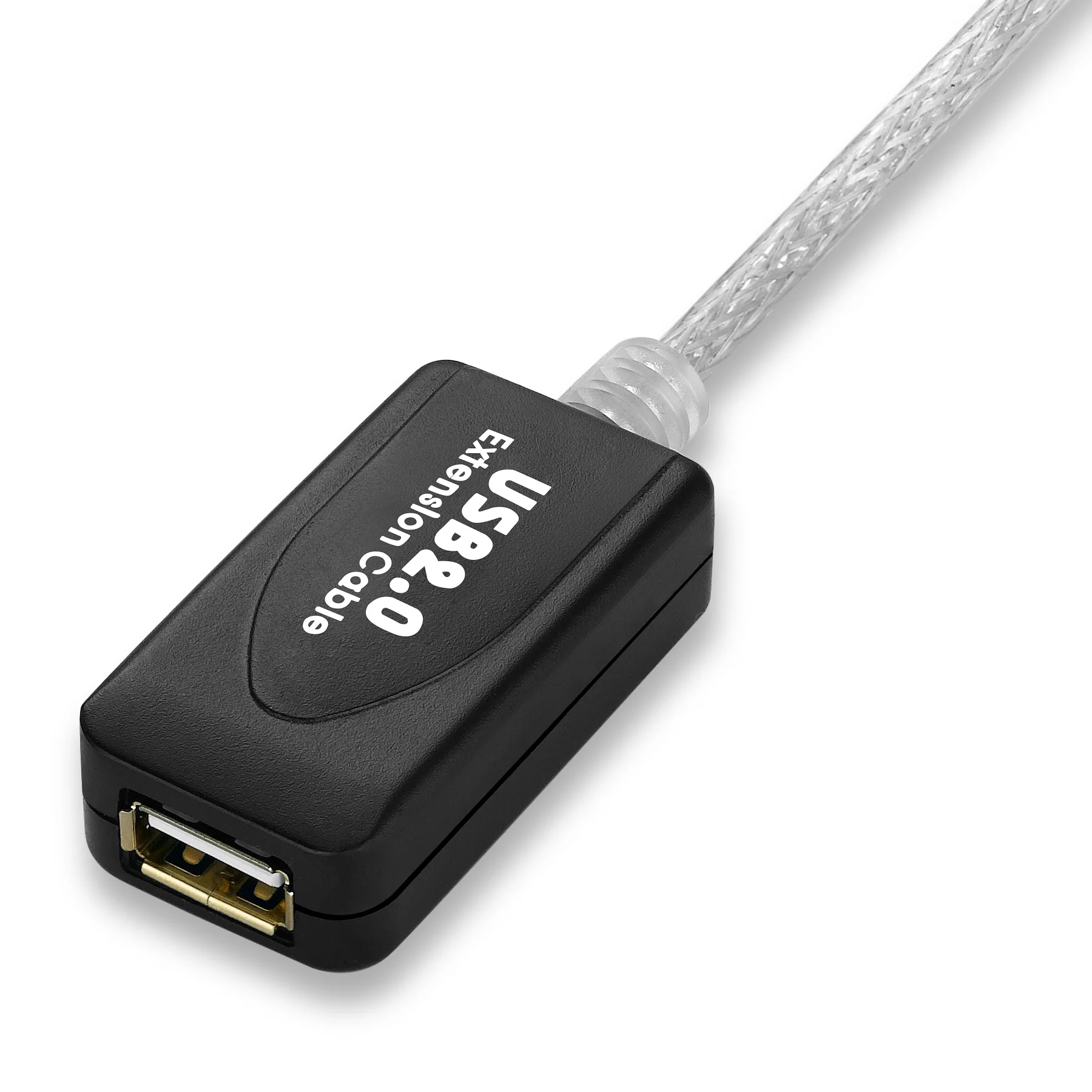 Удлинительный кабель USB 7,6 Bochara, 2,0 м, USB 2,0, тип A, штекер-гнездо, двойное экранирование (фольга + оплетка), активный усилитель микросхем