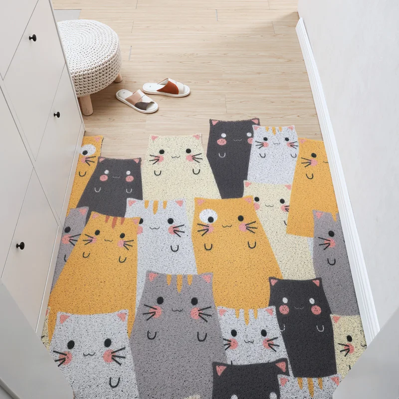 Cartoon Cats Doormat Indoor Entrance Mats, Outdoor Mat, Anti-Slip Rubber Door Mats, Washable Entryway Rug Large Front Door Mats