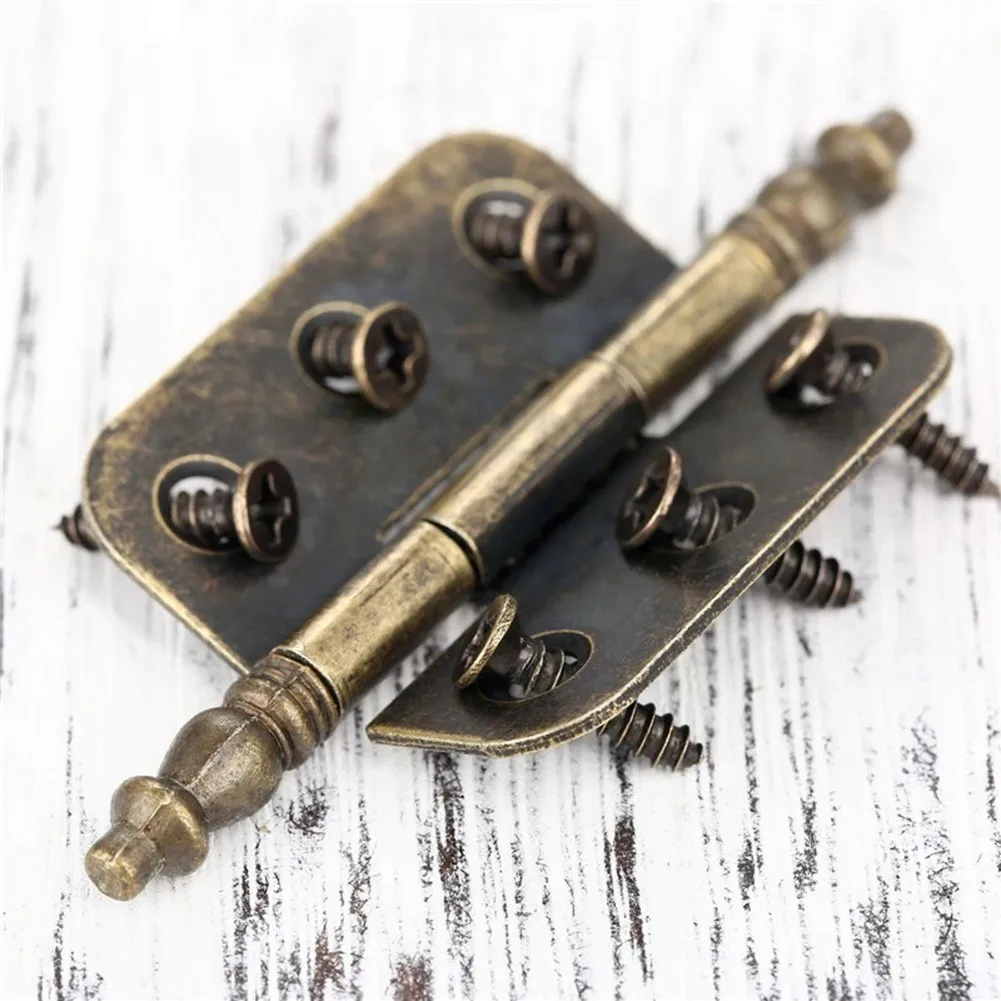 Hinge Repair Plate Antique Bronze Crown Hinges 6 Holes Jewelry Gift Box Decorative Cabinet Hinges With Screws Furniture Hardware