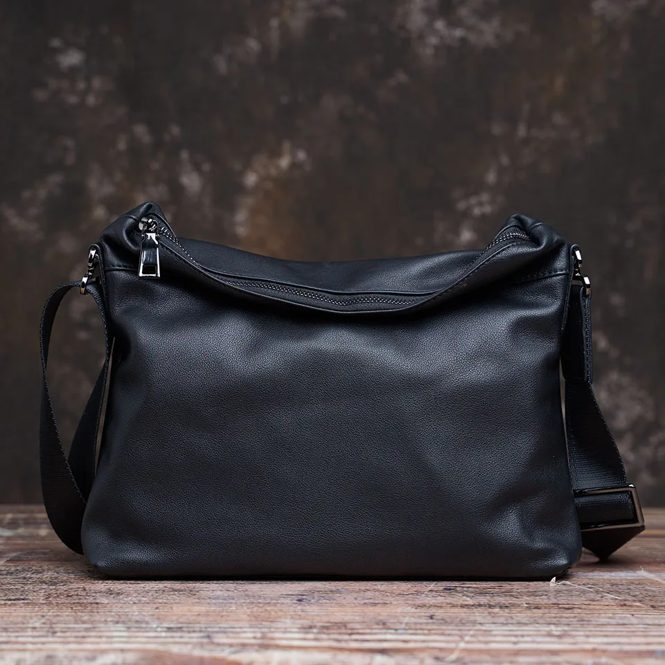 Modische Herren-Umhängetasche aus echtem Leder, lässige Crossbody-Tasche, klassische Tasche mit faltbarem Deckel und Reißverschluss, Messenger-Tasche für 10,5-Zoll-iPad, NUPUGOO. – Detail 7