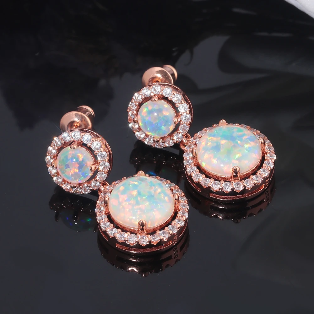 CiNily Blue & White & Green Fire Opal Long Earrings Silver Plated Round Filled Earring With Stone Luxury Large Jewelry Woman