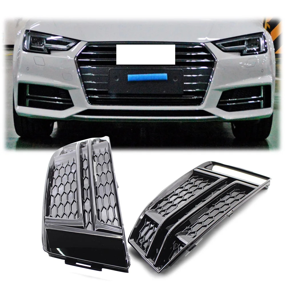 2Pcs Car Front Bumper Lower Grille Sport Style Grill Left & Right For Audi S4 A4 S-Line B9 2017 2018