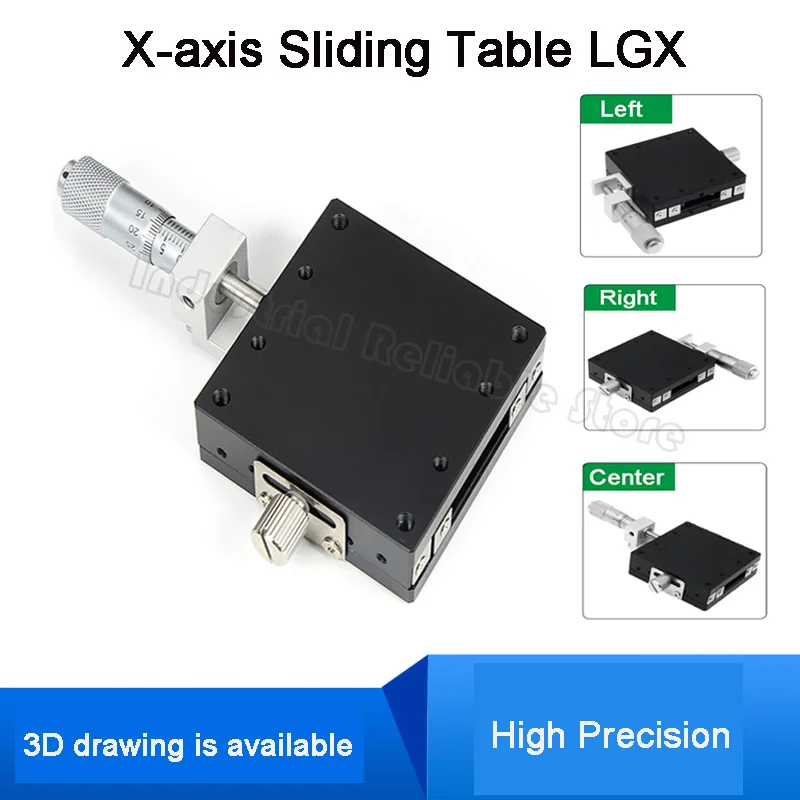 LGX40 LGX60 X-axis Displacement Platform Optical Precision Manual Moving Slide Table Fine-tuning Steel Ball Type High Quality