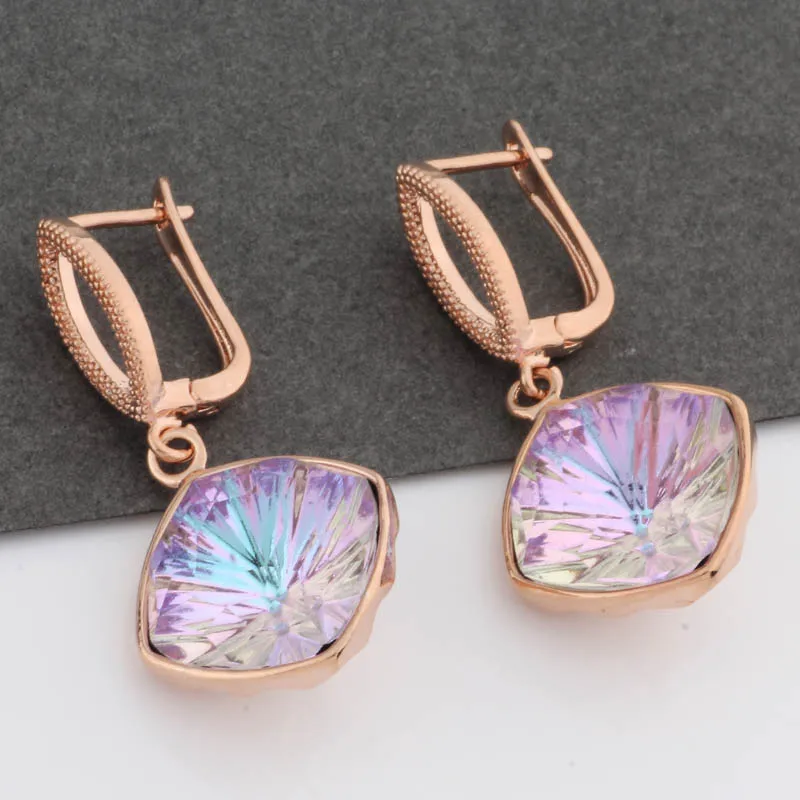 New 2022 Trend 585 Rose Gold Color Dangle Earrings Engagement Wedding Party Gift Romantic Fashion Jewelry For Women Big Earrings image 4