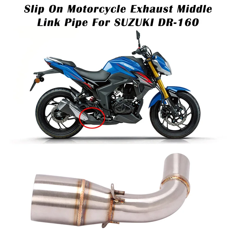 Slip On For SUZUKI DR160 Motorcycle Exhaust Escape Middle Connection Modified Stainless Middle Connect Link Pipe Without Muffler