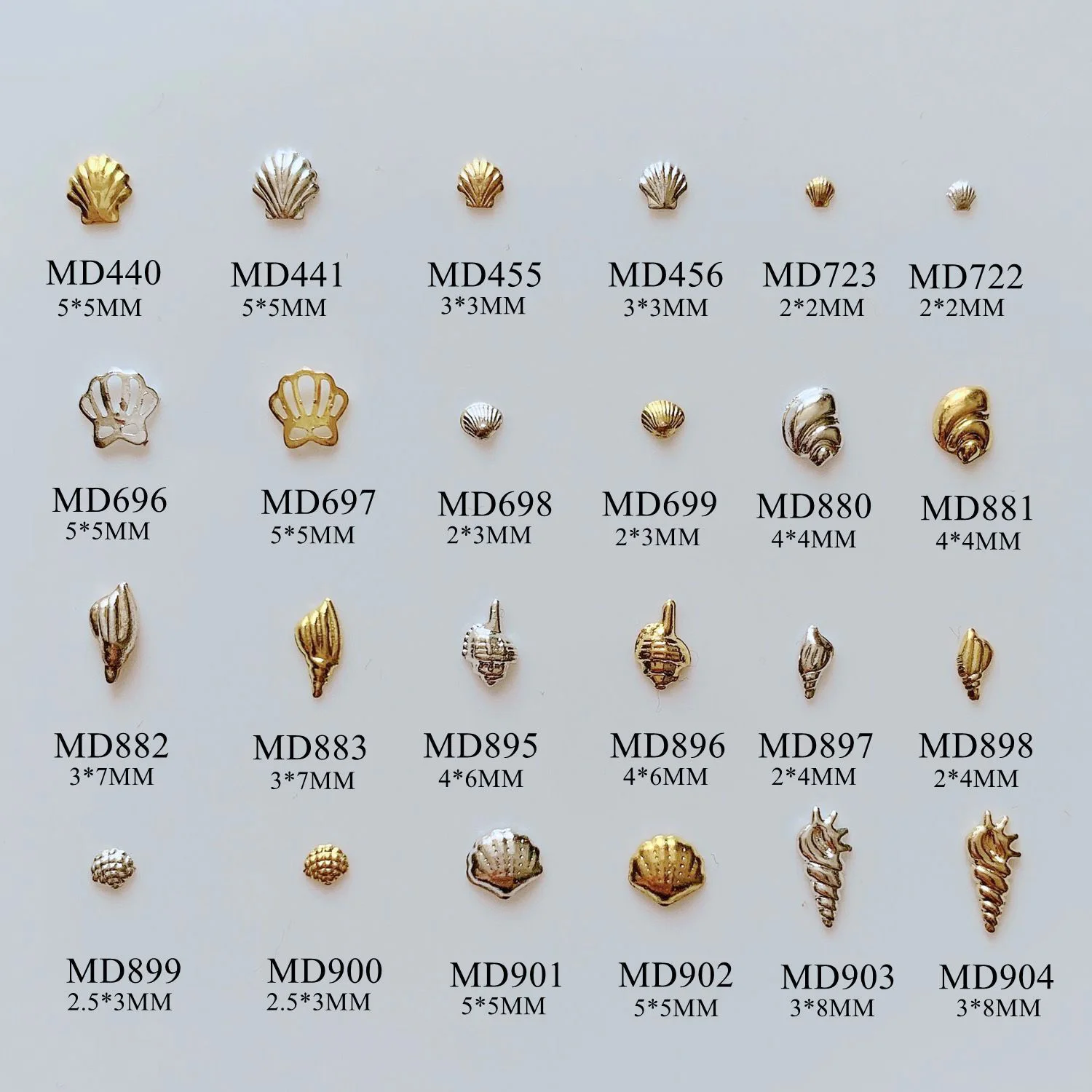 

500pcs/lot Summer Ocean Shell Conch Light Alloy Metal Studs Rivets Nail Art Decorations Supplies Nails Accesorios Jewelry Charms