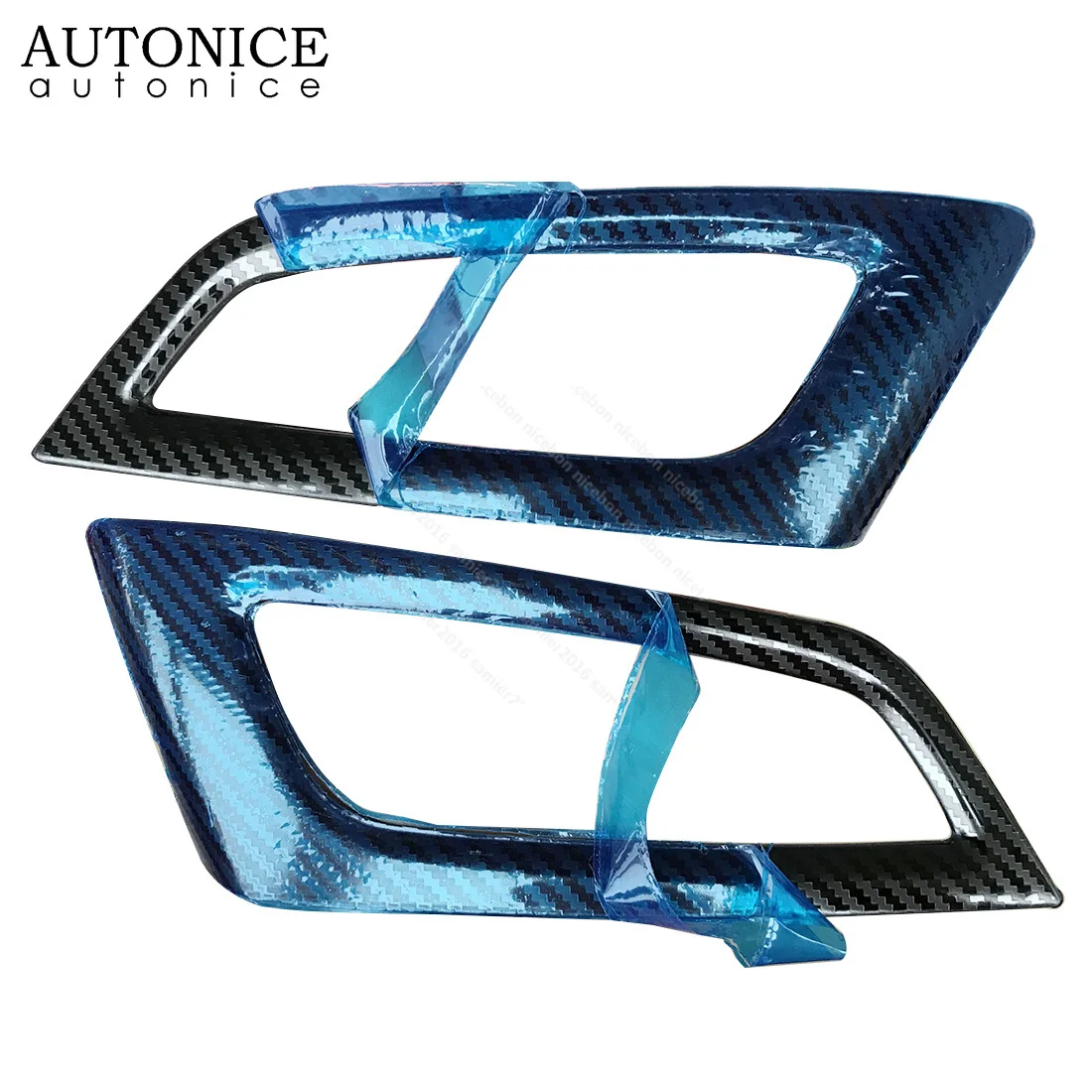 For Ford Focus MK3 2012-2014 Carbon Fiber Color Interior Dashboard Air Conditioner Vent Trim 2PCS Stainless Steel