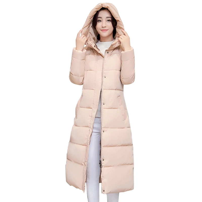 

21 Winter Hooded Long Parkas Women Warm Thicken Cotton Padded Coat Women Korean Plus Size Loose Red Black Parkas Female LD2006