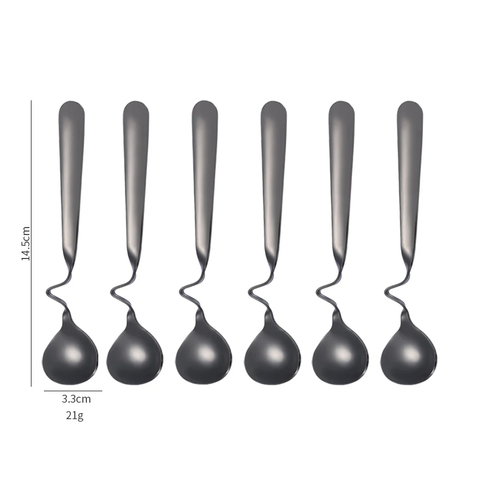 5/6PCS Creative Coffee Spoon Honey S Shape Tea/Coffee Cup Hanging Spoons Set 304 Stainless Steel Gold Heart Teaspoon Tableware