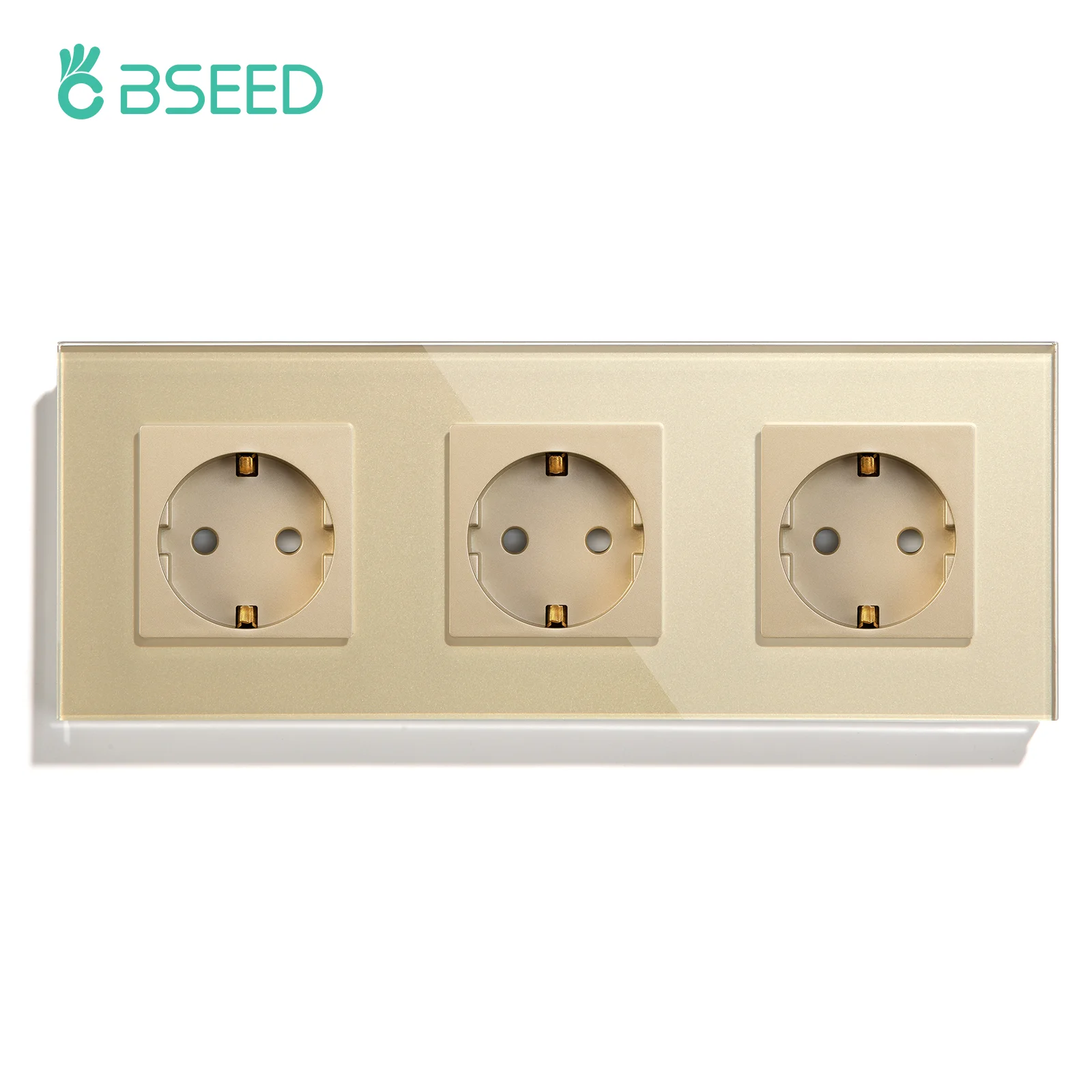 BSEED 16A EU ซ็อกเก็ตผนังเดี่ยว Power Outlets Golden กรอบคู่ซ็อกเก็ต Class แผง Triple ซ็อกเก็ตป้องกันเด็ก